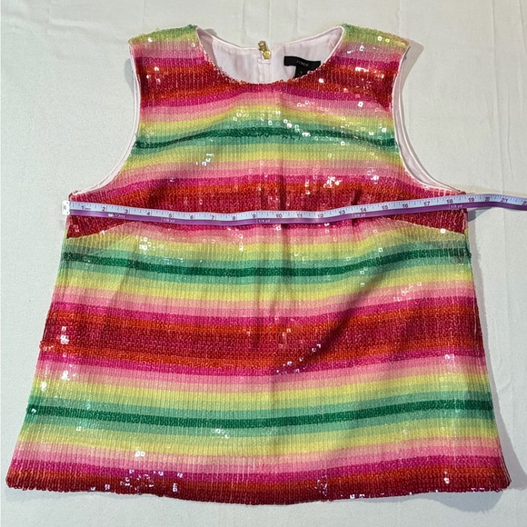 J. Crew Watermelon Stripe Sequin Sleeveless Top Sz S Preppy Spring Sparkly - Picture 8 of 8